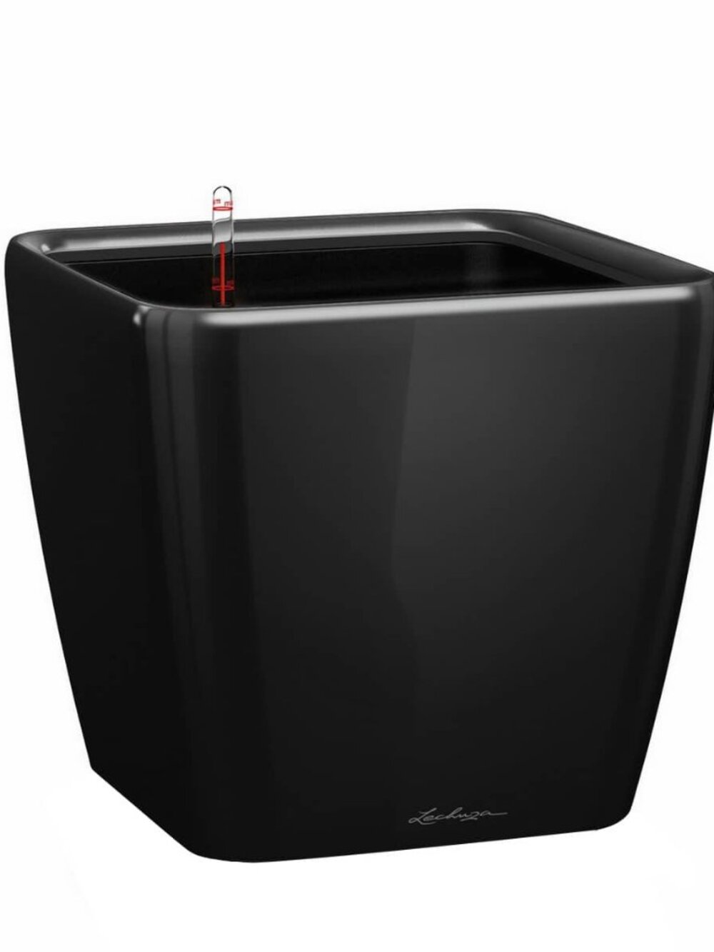 LECHUZA QUADRO LS 21 - black high-gloss PLANTER (complete sub-irrigation set)